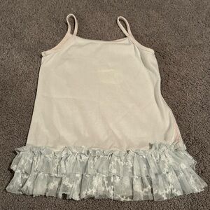 White and Gray Ruffle Tank Top